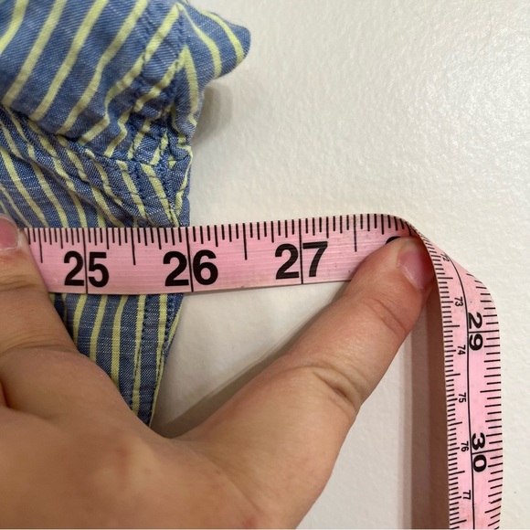 Men’s Nautica Classic Short Sleeve Button Down Shirt Blue Yellow Stripes Size XL - Picture 9 of 9